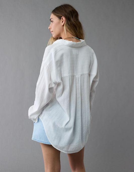 Oversized Button-Down Linen Shirt